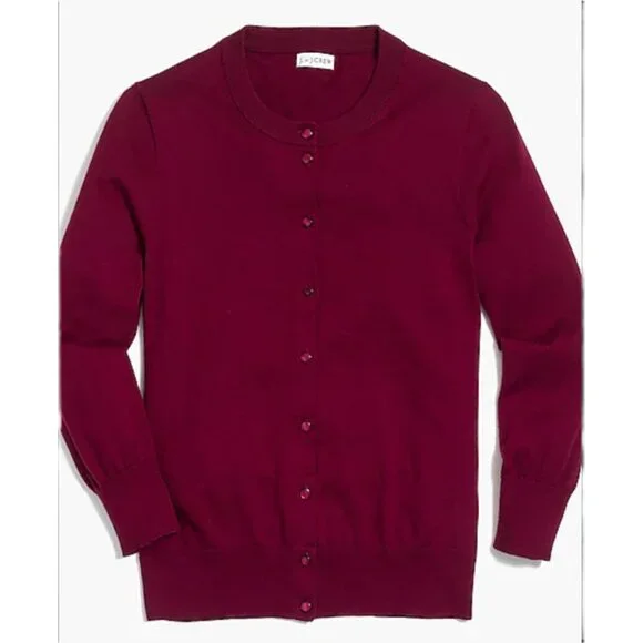 J. Crew The Clare Cardigan Sweater Berry Wine Medium - Picture 1 of 5
